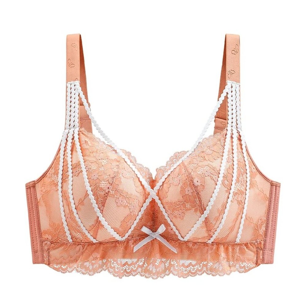 Women’s Plus Size 38-40/85-90E Coraline Floral Lace Wireless Bra, Full Coverage,